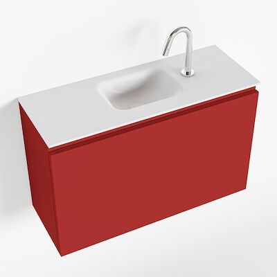 MONDIAZ OLAN 80cm toiletmeubel fire. LEX wastafel talc midden 1 kraangat