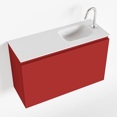 MONDIAZ OLAN 80cm toiletmeubel fire. LEX wastafel talc rechts 1 kraangat