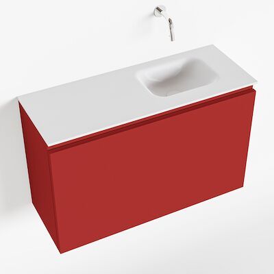 MONDIAZ OLAN 80cm toiletmeubel fire. LEX wastafel talc rechts geen kraangat