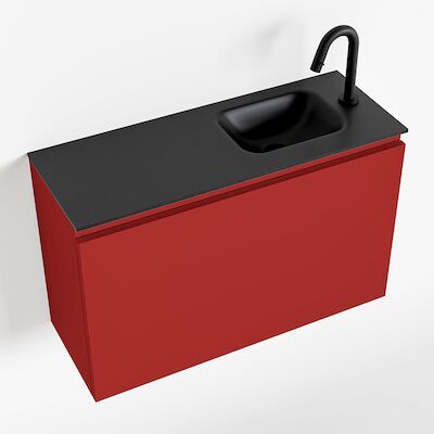 MONDIAZ OLAN 80cm toiletmeubel fire. LEX wastafel urban rechts 1 kraangat