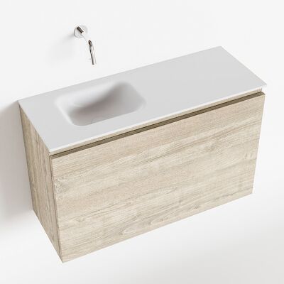 MONDIAZ OLAN 80cm toiletmeubel light brown grey. LEX wastafel talc links geen kraangat