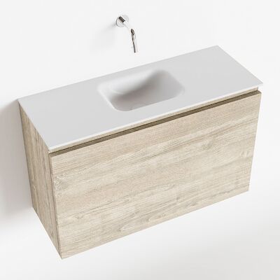 MONDIAZ OLAN 80cm toiletmeubel light brown grey. LEX wastafel talc midden geen kraangat