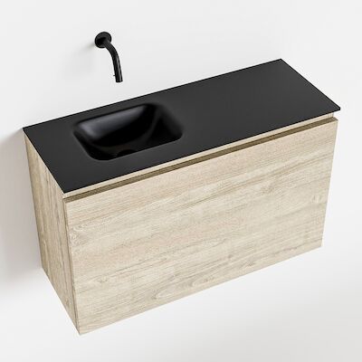 MONDIAZ OLAN 80cm toiletmeubel light brown grey. LEX wastafel urban links geen kraangat
