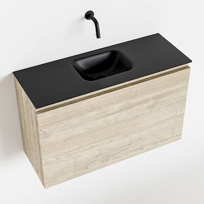 MONDIAZ OLAN 80cm toiletmeubel light brown grey. LEX wastafel urban midden geen kraangat