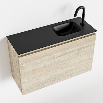 MONDIAZ OLAN 80cm toiletmeubel light brown grey. LEX wastafel urban rechts 1 kraangat