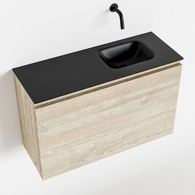 MONDIAZ OLAN 80cm toiletmeubel light brown grey. LEX wastafel urban rechts geen kraangat
