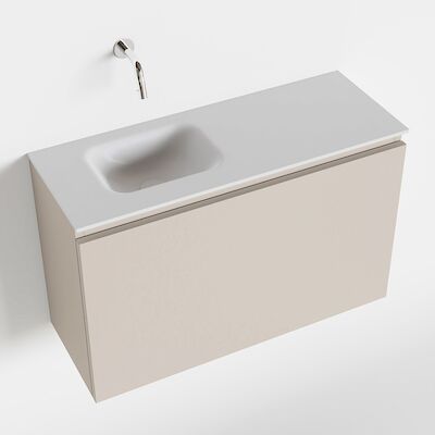 MONDIAZ OLAN 80cm toiletmeubel linen. LEX wastafel talc links geen kraangat