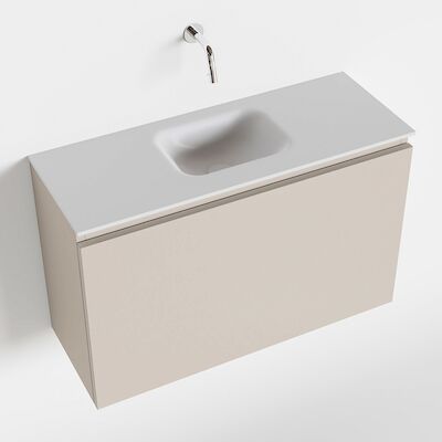 MONDIAZ OLAN 80cm toiletmeubel linen. LEX wastafel talc midden geen kraangat