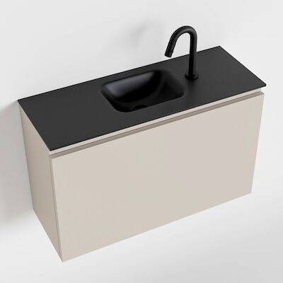 MONDIAZ OLAN 80cm toiletmeubel linen. LEX wastafel urban midden 1 kraangat