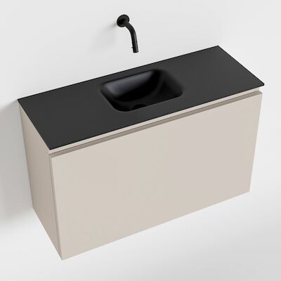 MONDIAZ OLAN 80cm toiletmeubel linen. LEX wastafel urban midden geen kraangat
