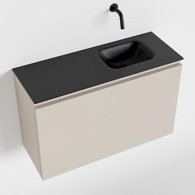 MONDIAZ OLAN 80cm toiletmeubel linen. LEX wastafel urban rechts geen kraangat