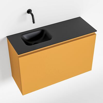 MONDIAZ OLAN 80cm toiletmeubel ocher. LEX wastafel urban links geen kraangat