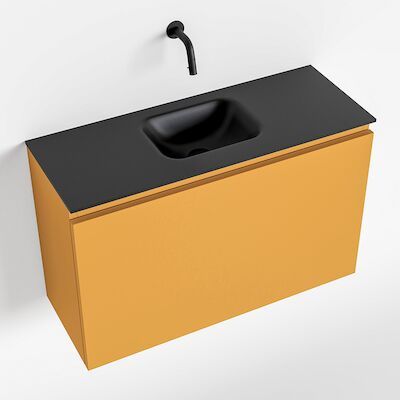 MONDIAZ OLAN 80cm toiletmeubel ocher. LEX wastafel urban midden geen kraangat