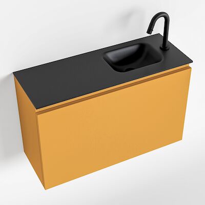 MONDIAZ OLAN 80cm toiletmeubel ocher. LEX wastafel urban rechts 1 kraangat
