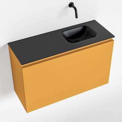 MONDIAZ OLAN 80cm toiletmeubel ocher. LEX wastafel urban rechts geen kraangat
