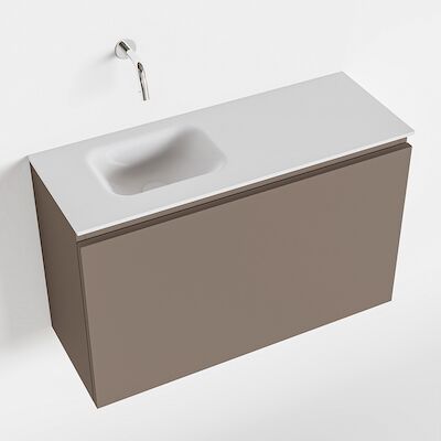 MONDIAZ OLAN 80cm toiletmeubel smoke. LEX wastafel talc links geen kraangat