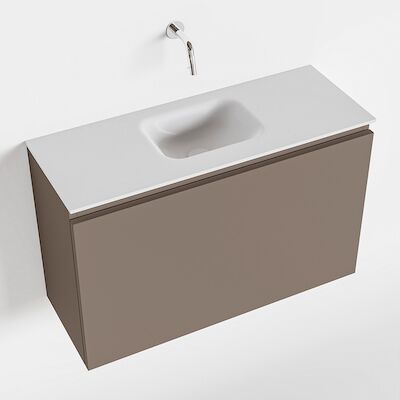 MONDIAZ OLAN 80cm toiletmeubel smoke. LEX wastafel talc midden geen kraangat