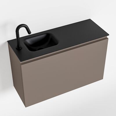 MONDIAZ OLAN 80cm toiletmeubel smoke. LEX wastafel urban links 1 kraangat