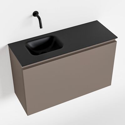 MONDIAZ OLAN 80cm toiletmeubel smoke. LEX wastafel urban links geen kraangat