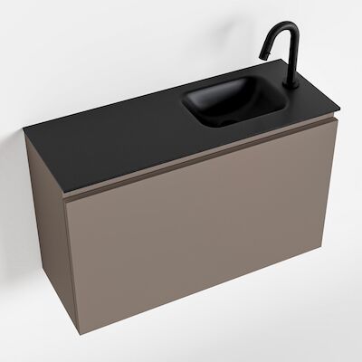 MONDIAZ OLAN 80cm toiletmeubel smoke. LEX wastafel urban rechts 1 kraangat