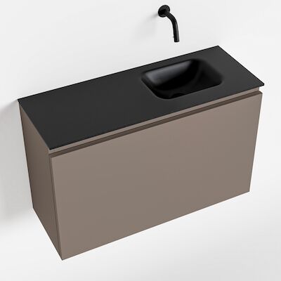 MONDIAZ OLAN 80cm toiletmeubel smoke. LEX wastafel urban rechts geen kraangat
