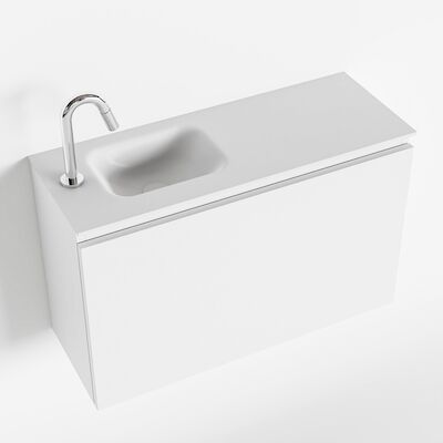 MONDIAZ OLAN 80cm toiletmeubel talc. LEX wastafel talc links 1 kraangat