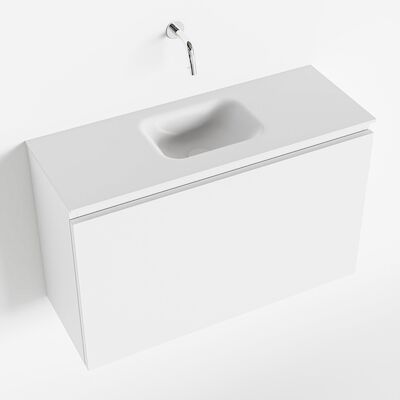 MONDIAZ OLAN 80cm toiletmeubel talc. LEX wastafel talc midden geen kraangat