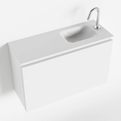 MONDIAZ OLAN 80cm toiletmeubel talc. LEX wastafel talc rechts 1 kraangat