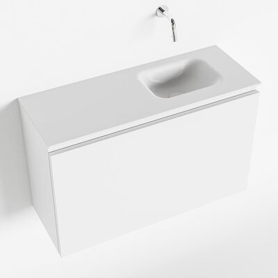 MONDIAZ OLAN 80cm toiletmeubel talc. LEX wastafel talc rechts geen kraangat