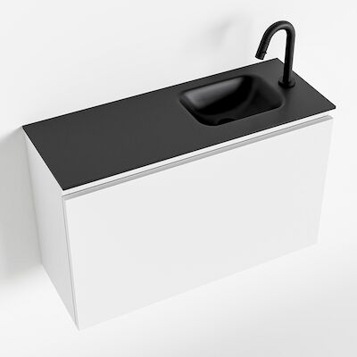 MONDIAZ OLAN 80cm toiletmeubel talc. LEX wastafel urban rechts 1 kraangat