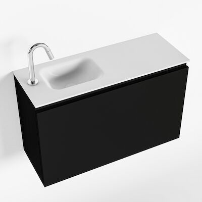 MONDIAZ OLAN 80cm toiletmeubel urban. LEX wastafel talc links 1 kraangat