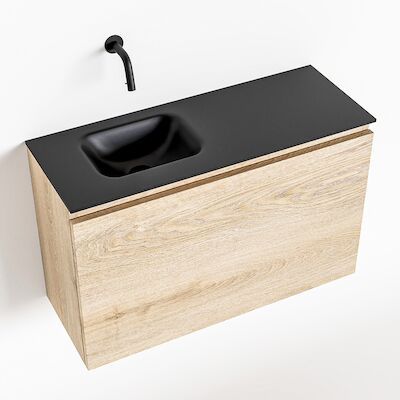 MONDIAZ OLAN 80cm toiletmeubel washed_oak. LEX wastafel urban links geen kraangat