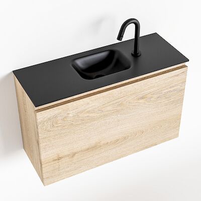 MONDIAZ OLAN 80cm toiletmeubel washed_oak. LEX wastafel urban midden 1 kraangat