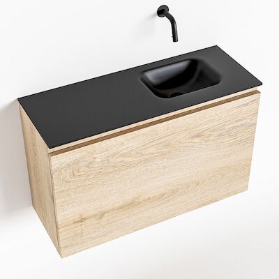 MONDIAZ OLAN 80cm toiletmeubel washed_oak. LEX wastafel urban rechts geen kraangat