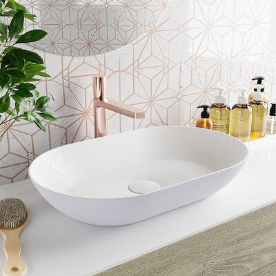 MONDIAZ ONNI Waskom solid surface 55cm kleur Cale / Talc