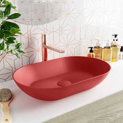 MONDIAZ ONNI Waskom solid surface 55cm kleur Fire / Fire
