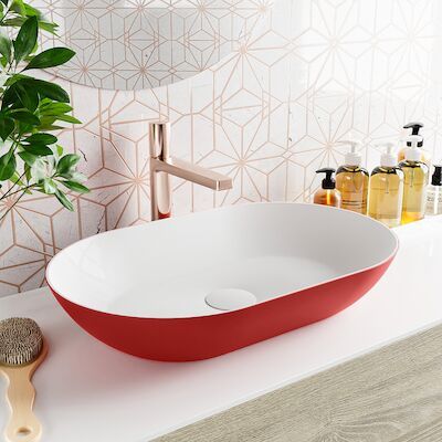 MONDIAZ ONNI Waskom solid surface 55cm kleur Fire / Talc