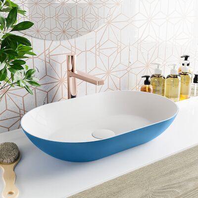 MONDIAZ ONNI Waskom solid surface 55cm kleur Jeans / Talc