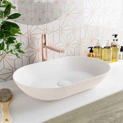 MONDIAZ ONNI Waskom solid surface 55cm kleur Linen / Talc