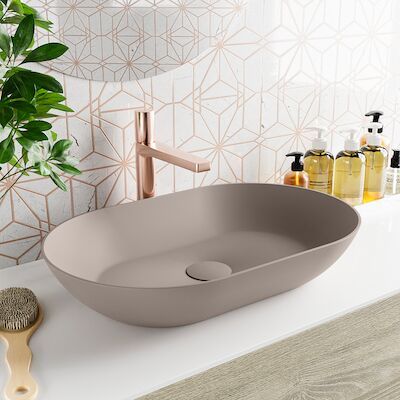 MONDIAZ ONNI Waskom solid surface 55cm kleur Smoke / Smoke