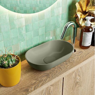 MONDIAZ POOLE solid surface opzetkom kleur Army | Army. Afmeting 30x18x8cm