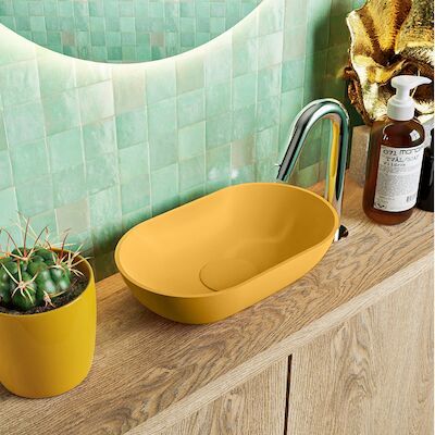 MONDIAZ POOLE solid surface opzetkom kleur Ocher | Ocher. Afmeting 30x18x8cm