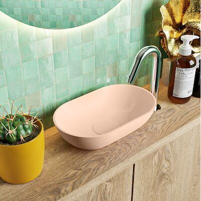 MONDIAZ POOLE solid surface opzetkom kleur Rosee | Rosee. Afmeting 30x18x8cm