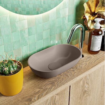 MONDIAZ POOLE solid surface opzetkom kleur Smoke | Smoke. Afmeting 30x18x8cm