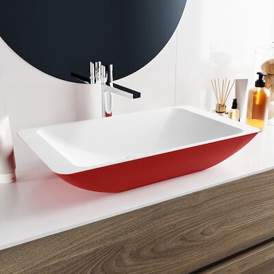 MONDIAZ TOPI Waskom solid surface 60cm kleur Fire / Talc