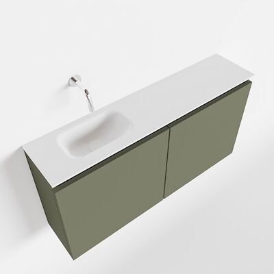 MONDIAZ TURE 100cm toiletmeubel army. EDEN wastafel talc links geen kraangat