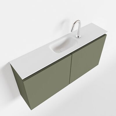 MONDIAZ TURE 100cm toiletmeubel army. EDEN wastafel talc midden 1 kraangat