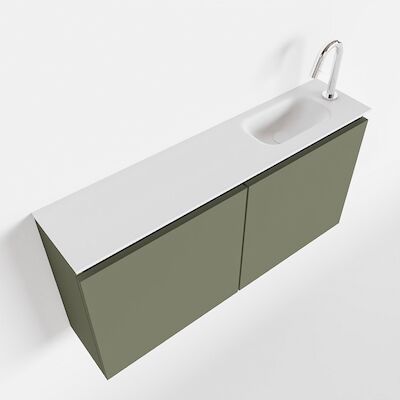 MONDIAZ TURE 100cm toiletmeubel army. EDEN wastafel talc rechts 1 kraangat