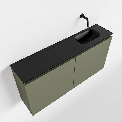MONDIAZ TURE 100cm toiletmeubel army. EDEN wastafel urban rechts geen kraangat