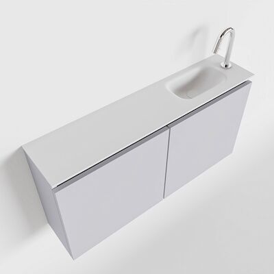 MONDIAZ TURE 100cm toiletmeubel cale. EDEN wastafel talc rechts 1 kraangat